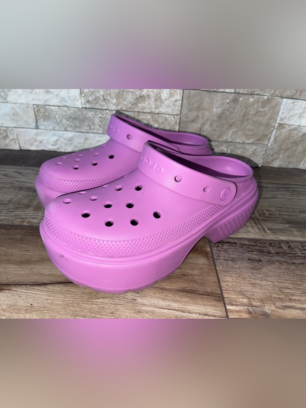 CROCS Stomp Platform Clogs Unisex Women's Sz 10 Men's Sz 8 Bubble Pink ⭐
